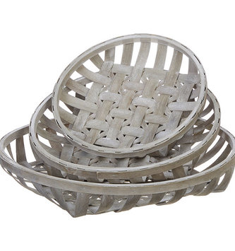 Round Gray Woven Tobacco Basket (3-Sizes)