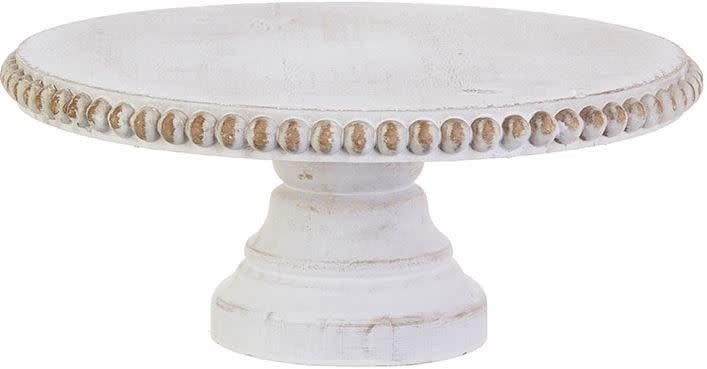 White Washed Round Wooden Pedestal (2-Sizes)