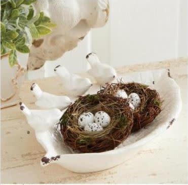 Ceramic Leaf Bowl with Four Birds