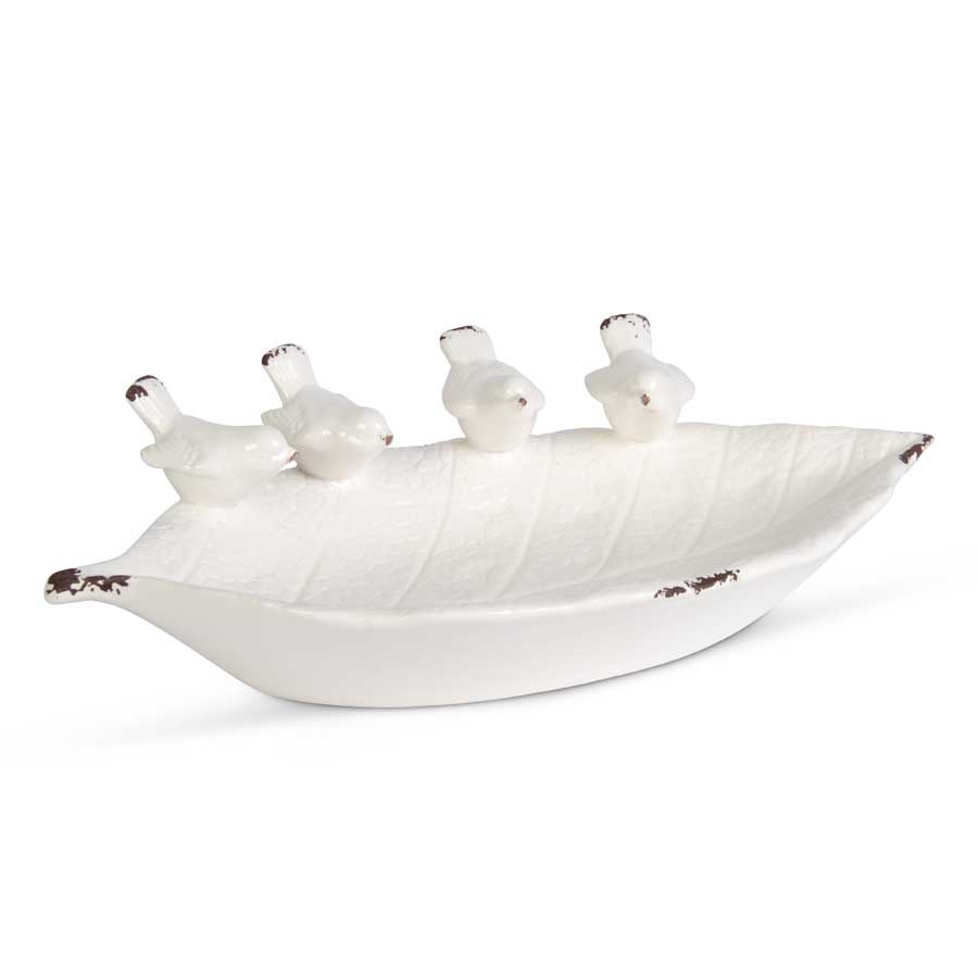 Ceramic Leaf Bowl with Four Birds