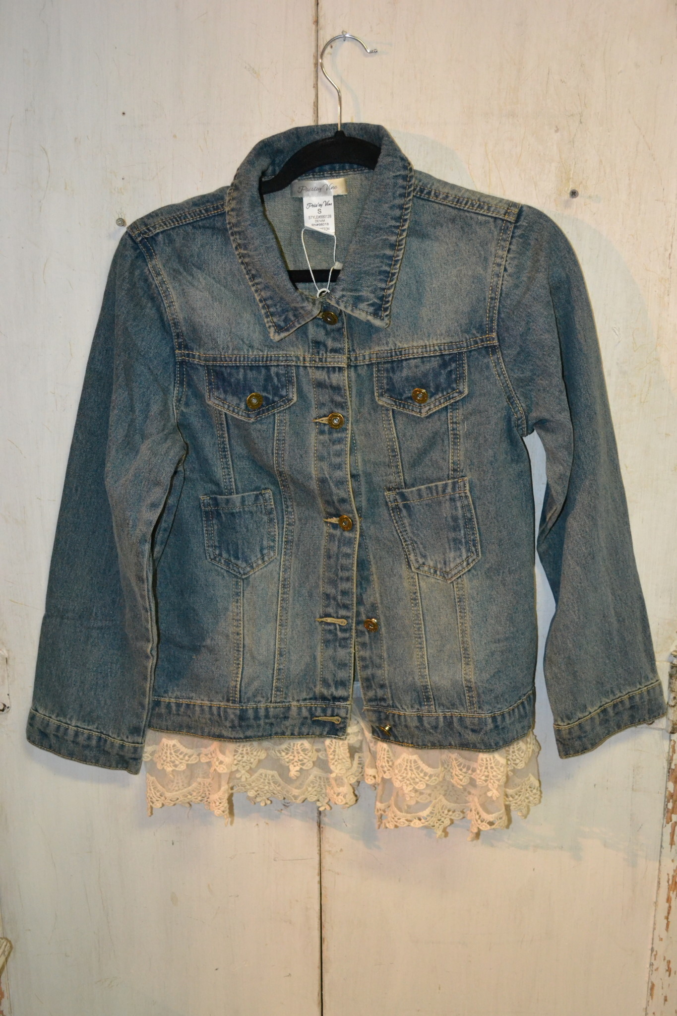 Denim Jacket With Lace Trim Shop Womens Fashion The Last Straw