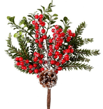 Weather Resistant Red Berry Cluster Branch