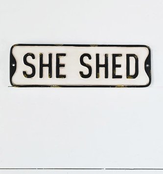 Rustic Black and White She Shed Sign