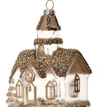 5" Snow Filled Church Ornaments