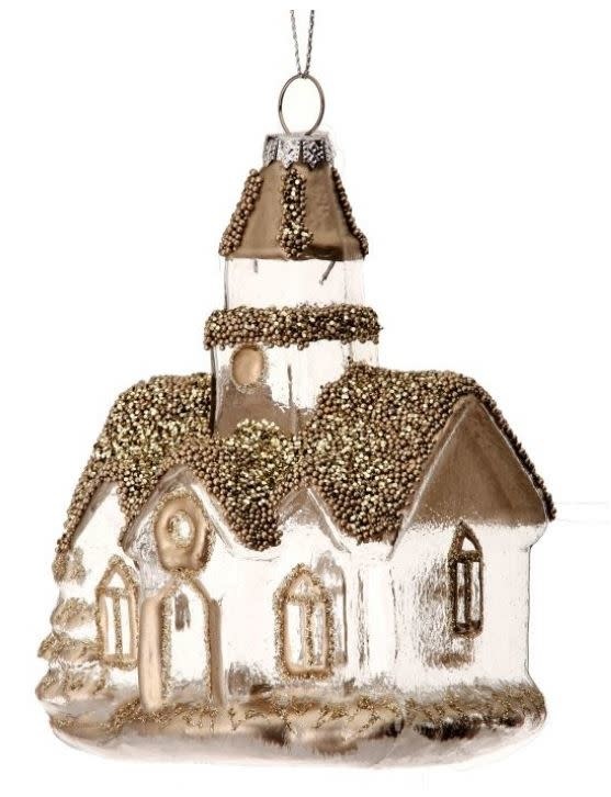 5" Snow Filled Church Ornaments