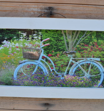Garden Bicycle Rustic Framed Print