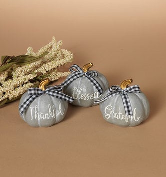 Gray Pumpkin With Bow (3-Styles)