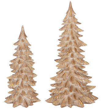 Set of 2 Gold Tipped Christmas Trees