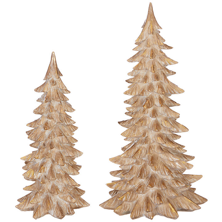Set of 2 Gold Tipped Christmas Trees