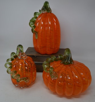 Handspun Orange Glass Pumpkin (3-Styles)