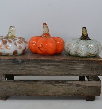 Mini Autumn Handblown Glass Pumpkin (3 Styles)