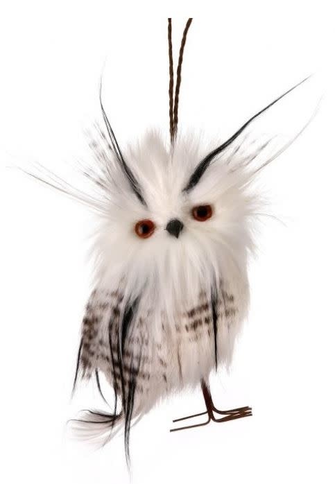 5.5" Guiney Feather Owl Ornament