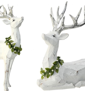 Set of 2 Frosted Mistletoe Deer