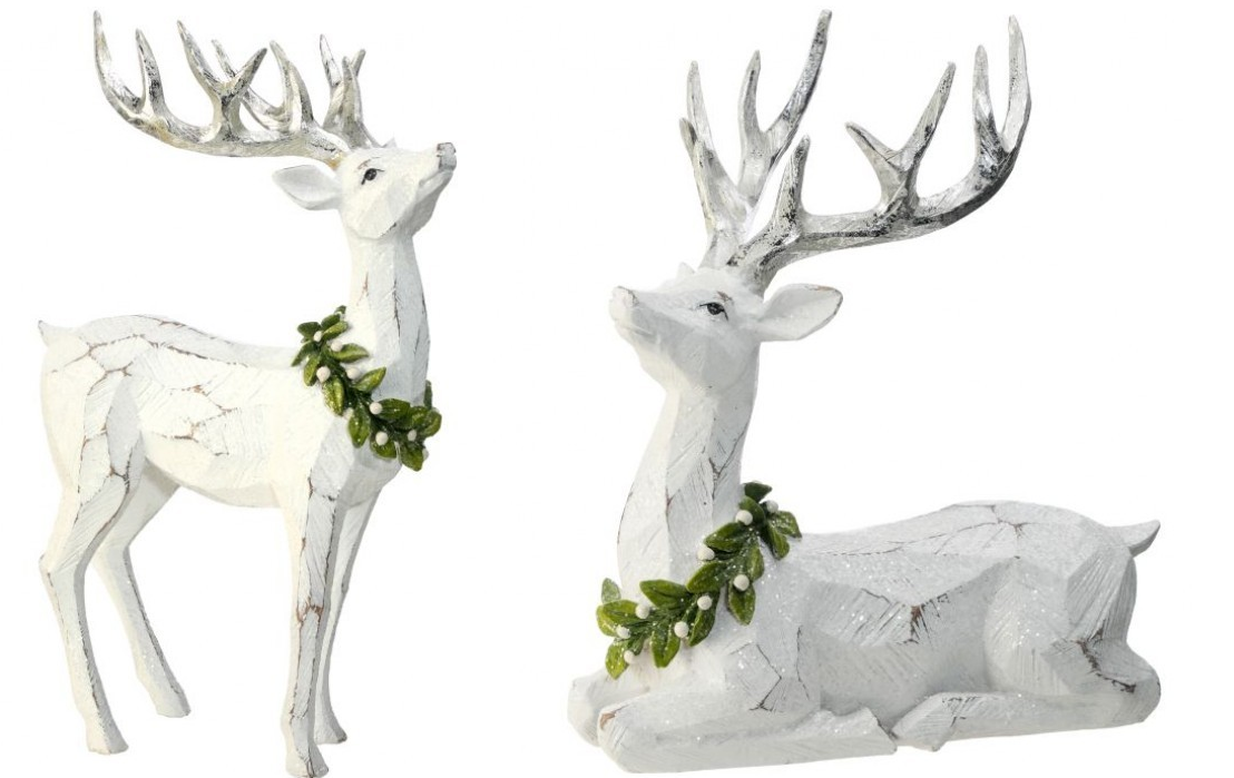 Set of 2 Frosted Mistletoe Deer