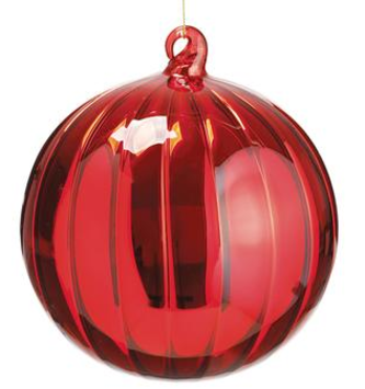 Red Glass Ribbed Ornament (2-Sizes)