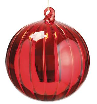 Red Glass Ribbed Ornament (2-Sizes)