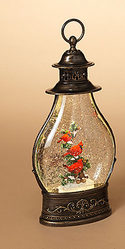 LED Bronze Cardinal Snow Globe Lantern(2-Styles)