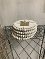 Set of 4 White Beaded Wood Coasters
