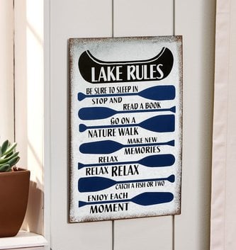 Lake Rules Galvanized Sign