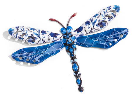 Eclectic Blue Patterned Metal Dragonfly (3-Styles)