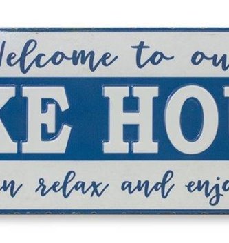 Distressed Metal Welcome To The Lake House Sign