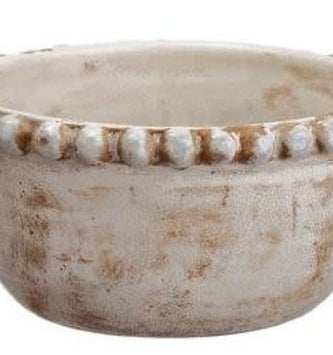 Beaded Distressed White Bowl