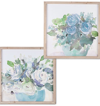 Distressed Blue Bouquet Framed Print