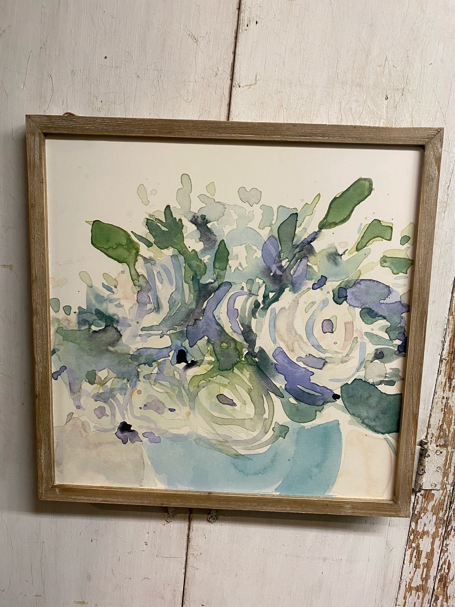 Distressed Blue Bouquet Framed Print