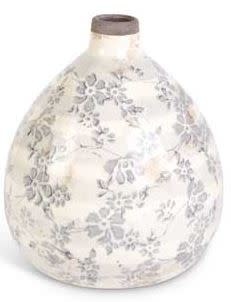 Gray/Cream Stripe Floral Vase (4-Styles)