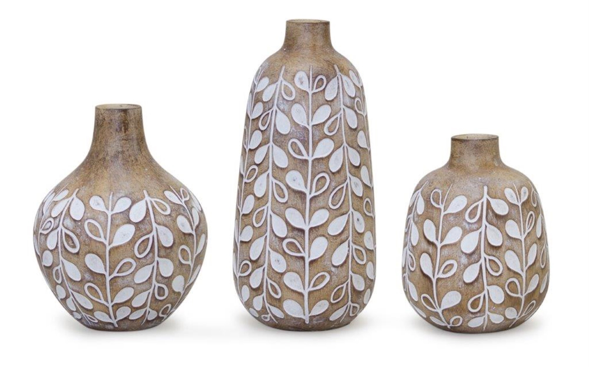 Set of 3 Boxwood Leaf Vases