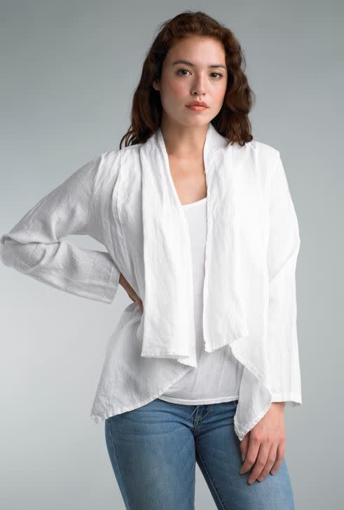 Tempo Paris Short Crop Linen Jacket (4-Colors) (4-Sizes)