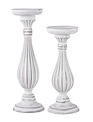 Set of 2 White Distressed Candle Sticks