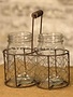 Two Glass Jars in Wire Basket