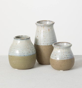 Set of 3 Stoneware Vases
