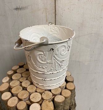 Shabby Chic Metal Embossed Bucket (2-Sizes)