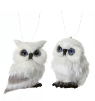 Mini Furry Snow Owl Ornament