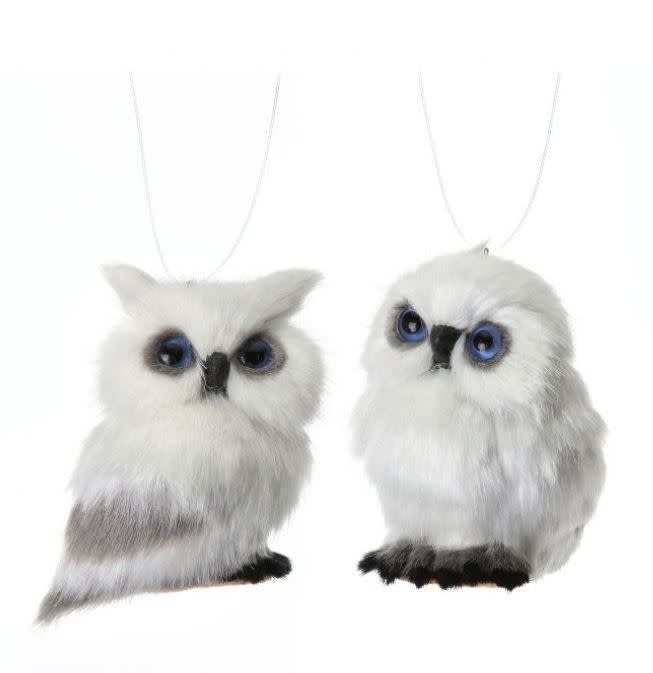 Mini Furry Snow Owl Ornament
