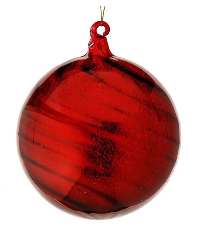 Dark Red Swirl Glass Ball