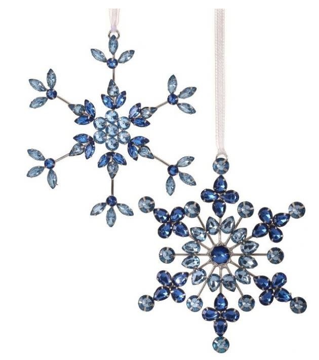 Blue Jeweled Wire Snowflake Ornament (2-Styles)