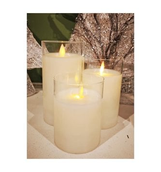 Set of 3 LED Battery Operated Pillar Candles w/ Remote (2-Colors)