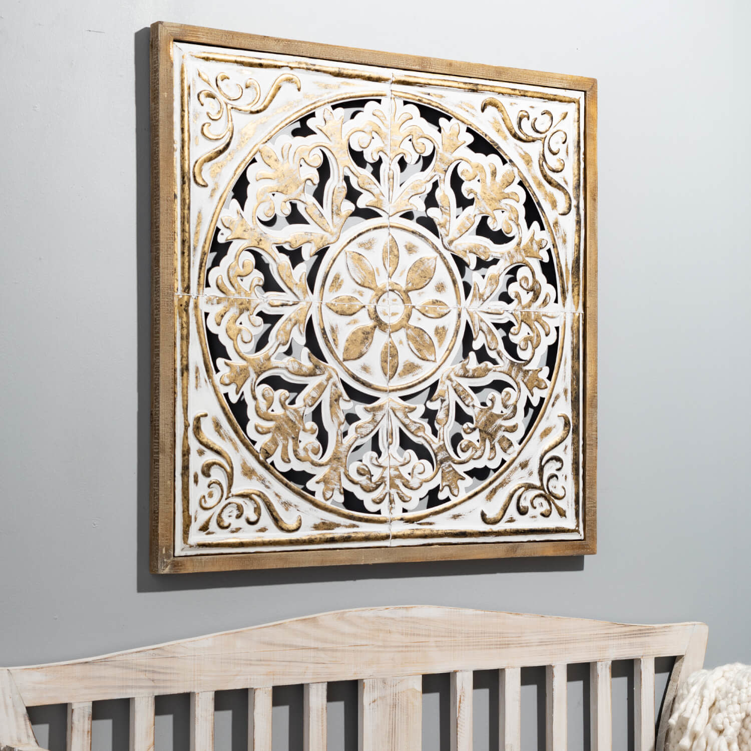 Square Cut-Out Floral Wall Medallion