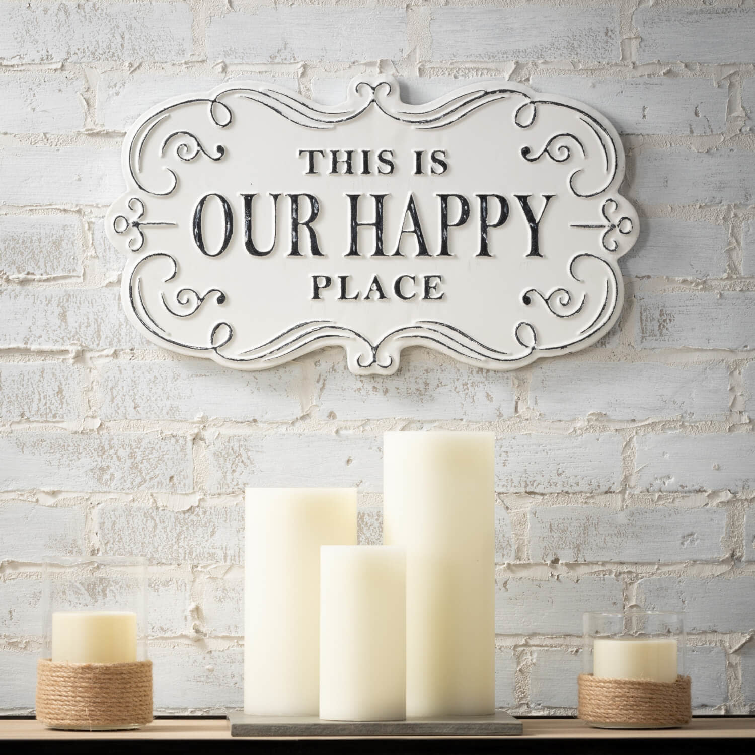 Metal Scroll Sign Our Happy Place