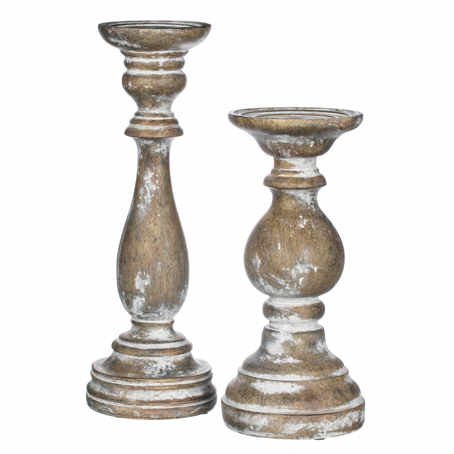 Set of 2 Greystone Pillar Candle Holders