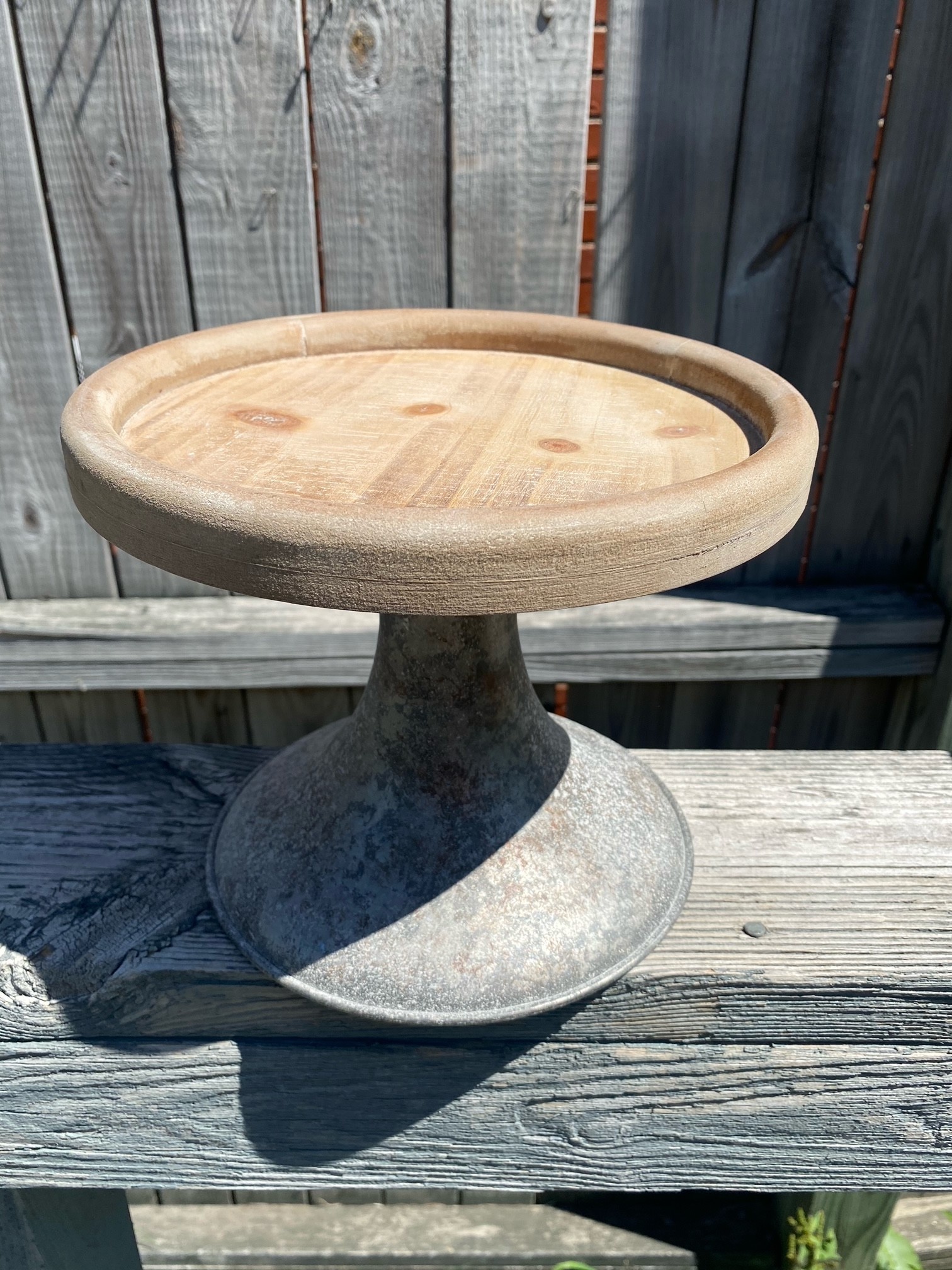 Round Galvanized Wooden Pedestal (3-Sizes)