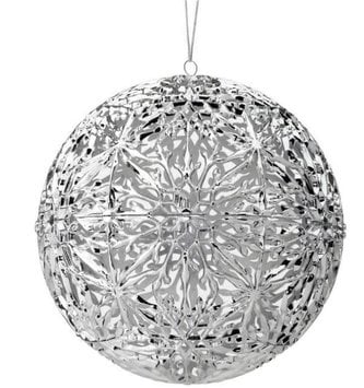 Large Silver Cutout Snowflake Ball Ornament