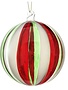 Red & Green Striped  Glass Ball Ornament