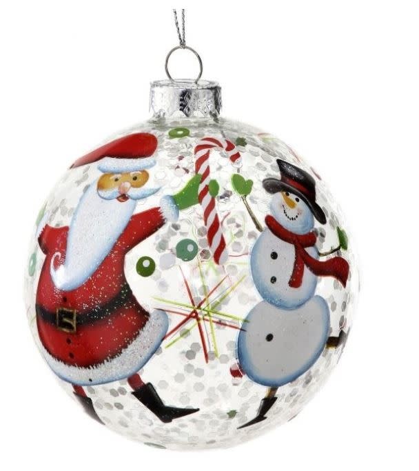 Clear Santa Snowman Glitter Ornament
