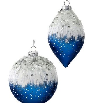 Blue Snow Capped Beaded Ornament (2-Styles)