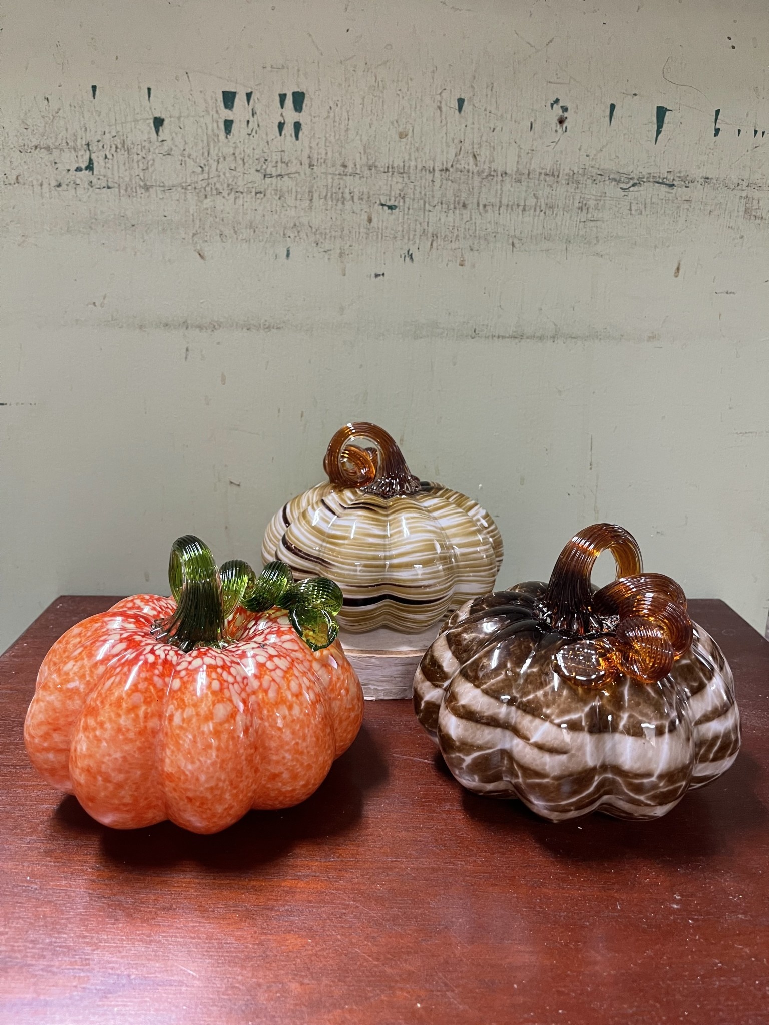 5.7" Hand Blown Glass Pumpkin (3-Styles)