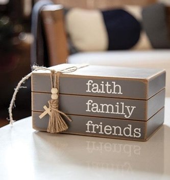 Faith Family Friends Wooden Book Stack